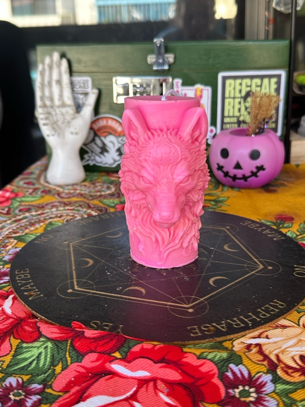 Pink Spirit Wolf Candle
